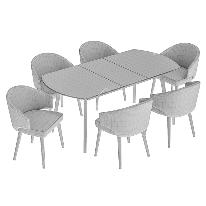 Elegant Alisia Dining Chair and Atlas Table Set 3D model image 6