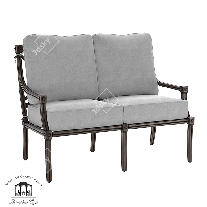 Aristo Aluminum Sofa with Wood Texture 3D model image 1