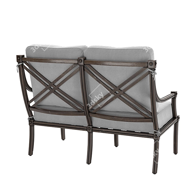 Aristo Aluminum Sofa with Wood Texture 3D model image 2