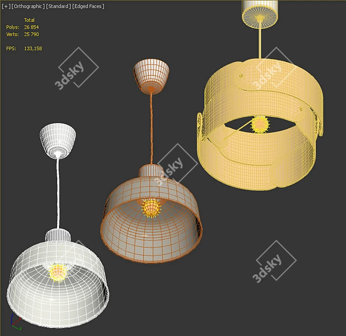 Modern Birch Pendant Lamp with Unique Design 3D model image 7