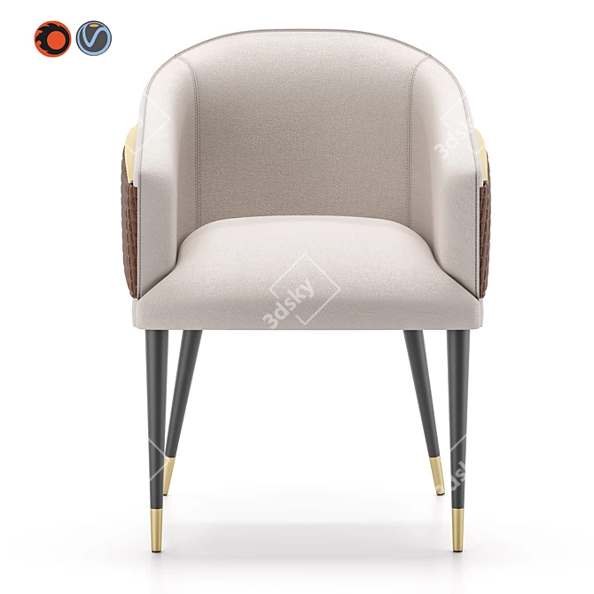 Luxury Italian Leather Dining Chair 3D model image 2