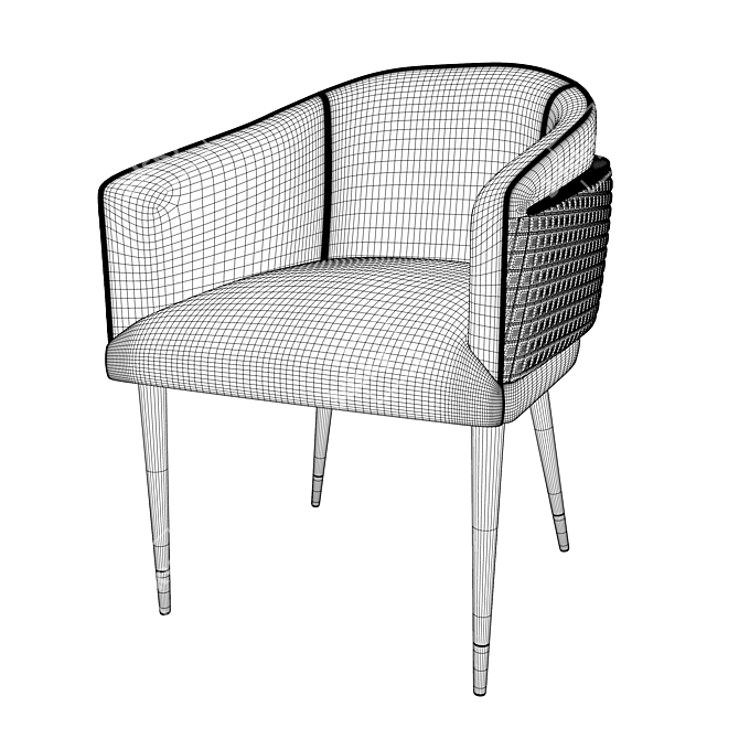Luxury Italian Leather Dining Chair 3D model image 6