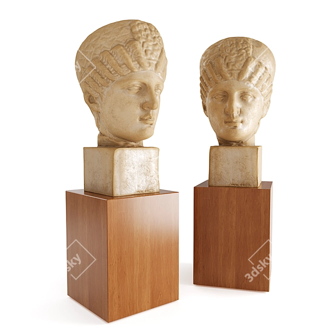 Elegant Marble Greek Woman Sculpture 3D model image 3