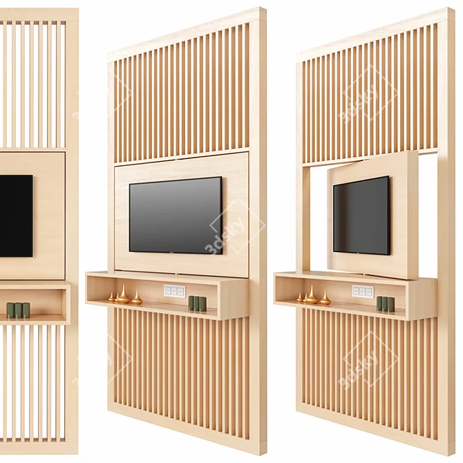 Elegant Wood TV Stand 3D model image 1