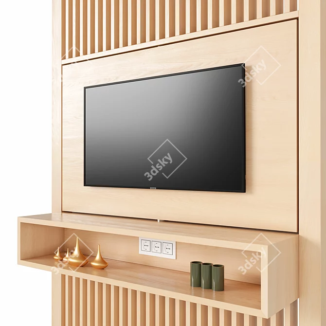 Elegant Wood TV Stand 3D model image 4