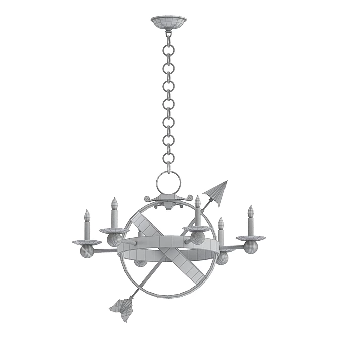 Elegant Armillary Sphere Chandelier 3D model image 2