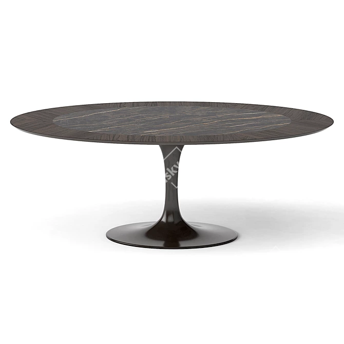 Elegant Oval Table Set 3D model image 2