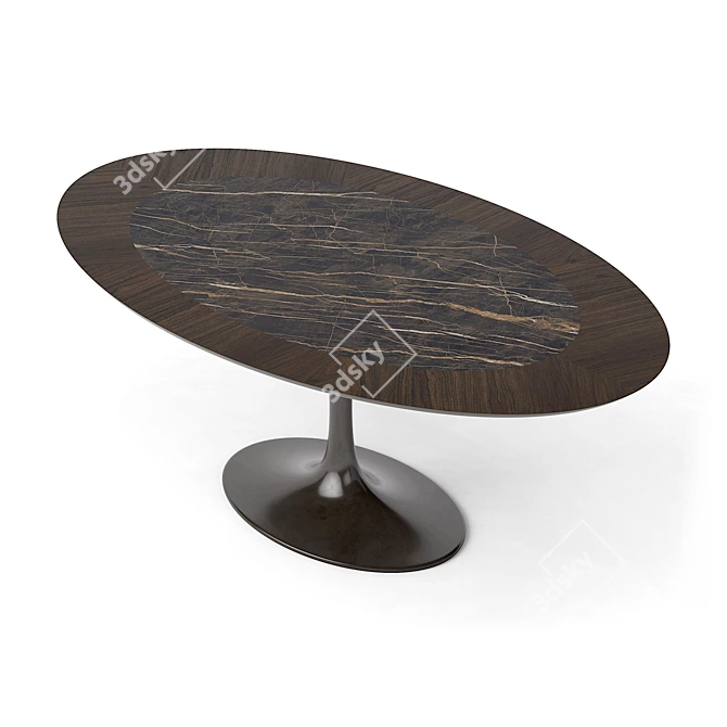 Elegant Oval Table Set 3D model image 6