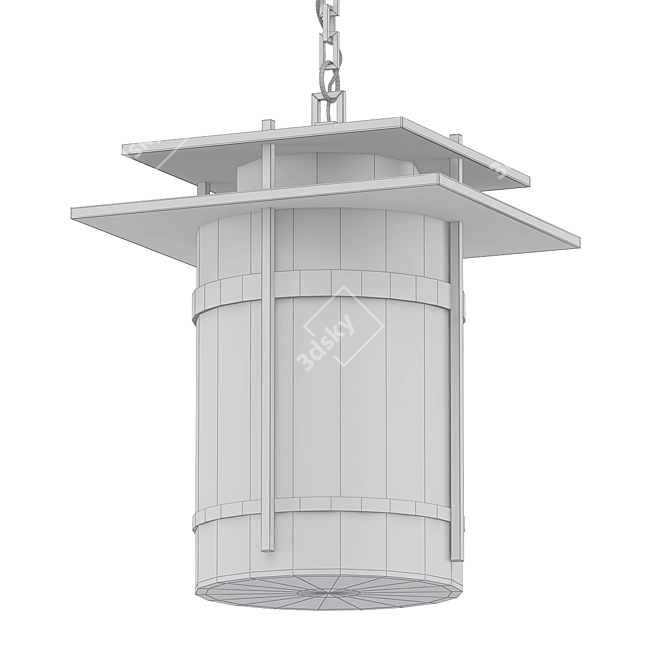 Sleek Outdoor Pendant: Banded 3D model image 2