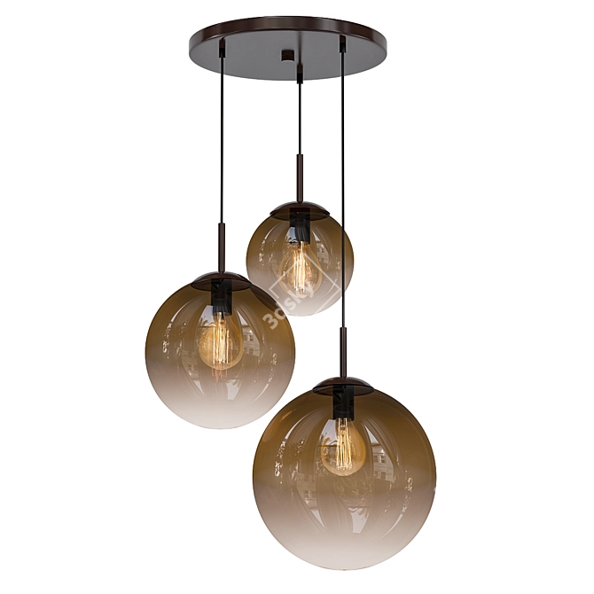 Elegant Amber Glass Hanging Light 3D model image 1