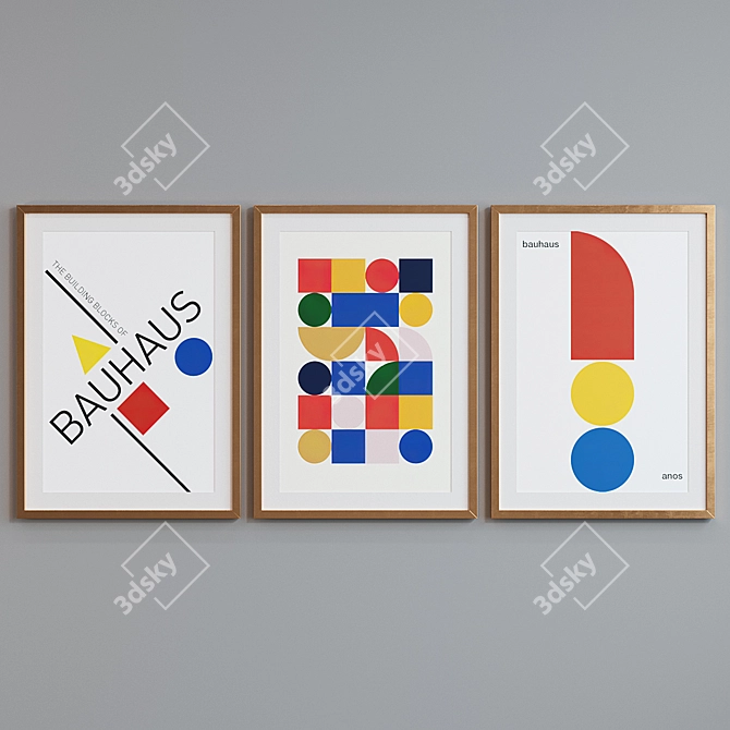 Modern Geometric Frame Set - Abstract Bauhaus Posters 3D model image 2