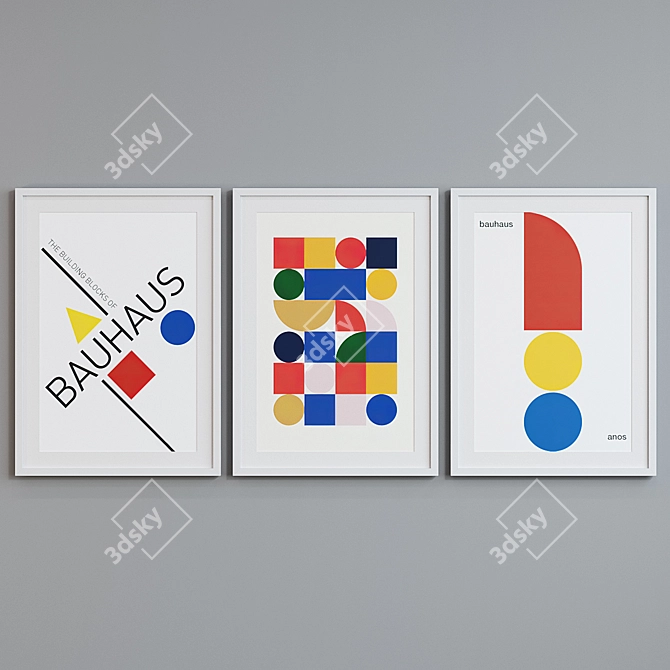 Modern Geometric Frame Set - Abstract Bauhaus Posters 3D model image 4