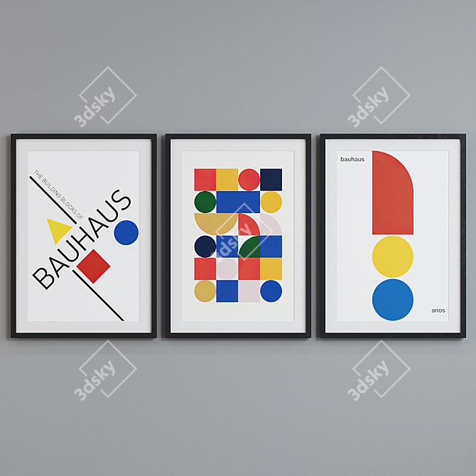 Modern Geometric Frame Set - Abstract Bauhaus Posters 3D model image 5