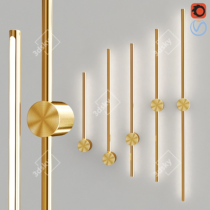 Brass Ion Wall Lamp 3D model image 1