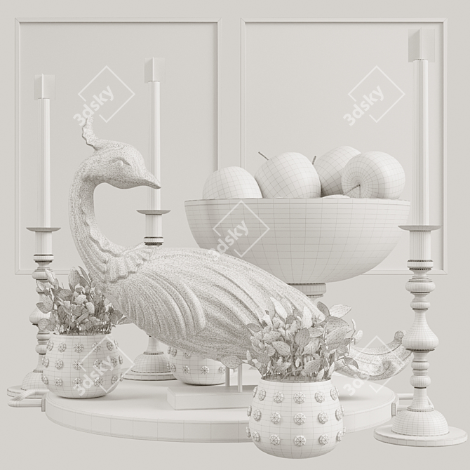 Title: Golden Peacock Decor Set 3D model image 2