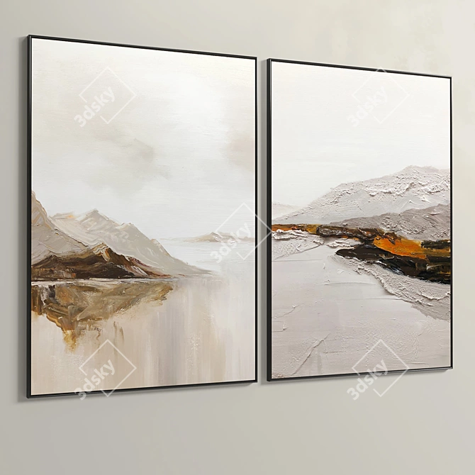 Elegance in Plaster: Dual Frame Masterpiece 3D model image 5