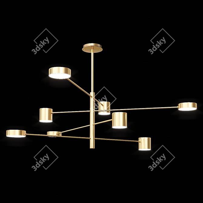 Modern Asymmetric LED Chandelier 3D model image 1