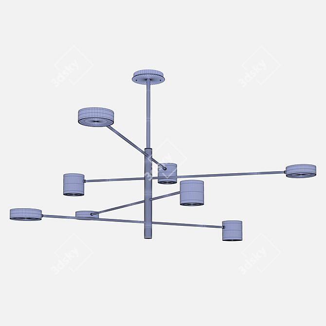 Modern Asymmetric LED Chandelier 3D model image 2