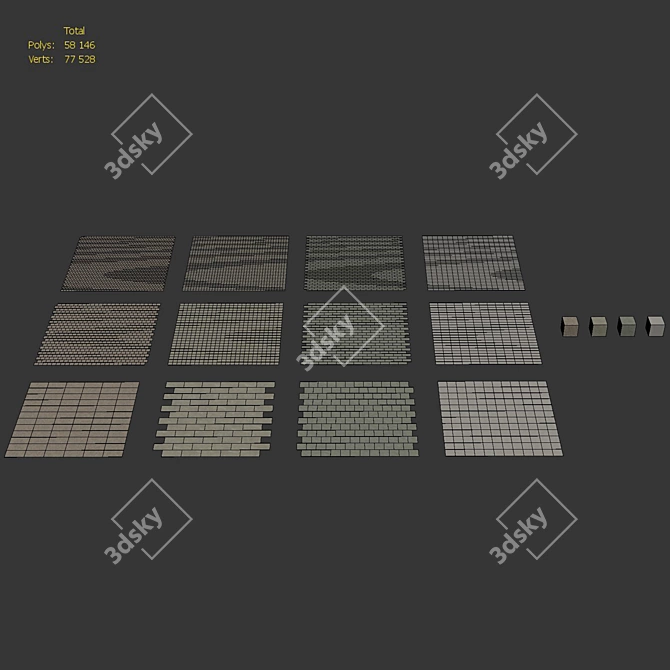 Natural Stone Set - 4 Varieties 3D model image 6