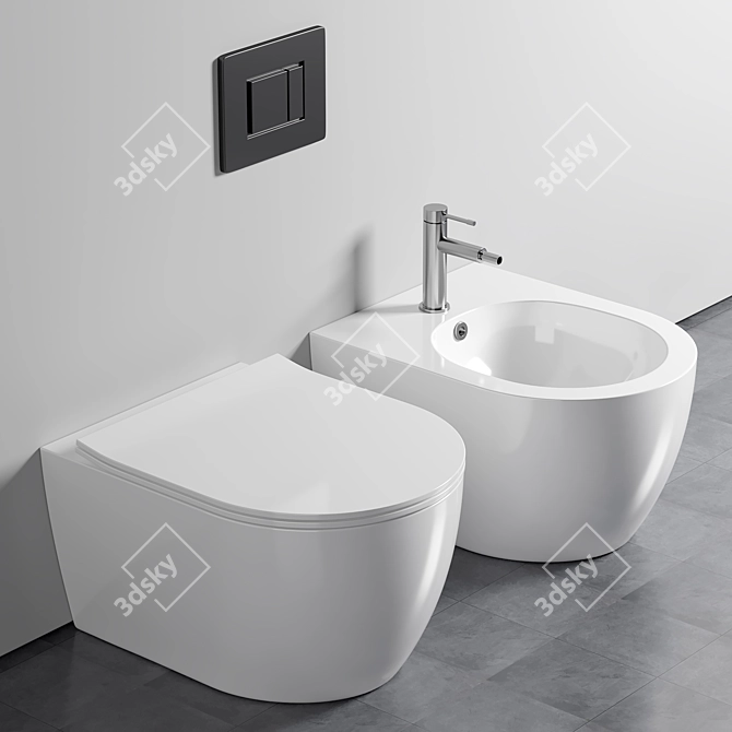 Sleek Wall-Hung Toilet: Ceramica Nova Play 3D model image 1