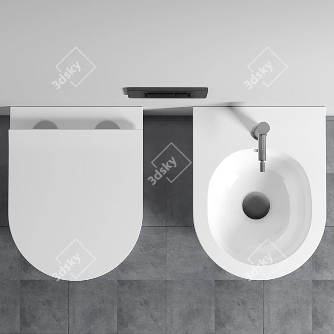 Sleek Wall-Hung Toilet: Ceramica Nova Play 3D model image 2