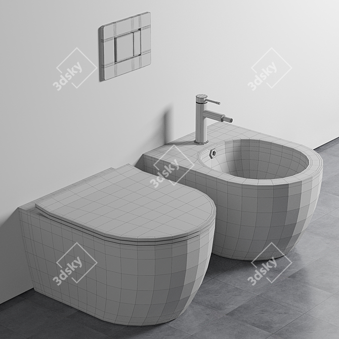 Sleek Wall-Hung Toilet: Ceramica Nova Play 3D model image 3