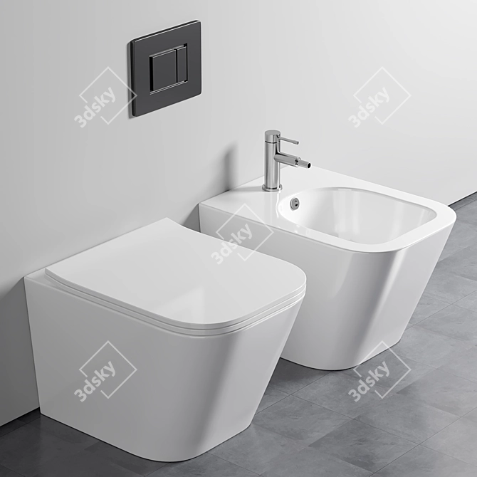 Ceramica Nova Metric Rimless CN3007: Sleek Wall-Mounted Toilet 3D model image 1