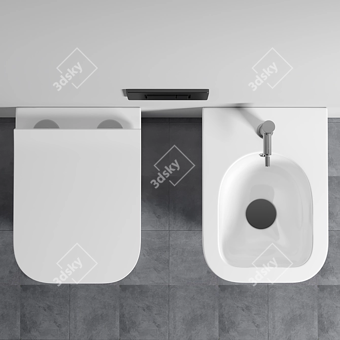 Ceramica Nova Metric Rimless CN3007: Sleek Wall-Mounted Toilet 3D model image 2