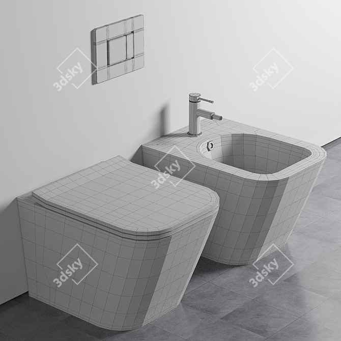 Ceramica Nova Metric Rimless CN3007: Sleek Wall-Mounted Toilet 3D model image 3