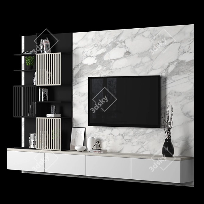 Marble TV Wall Unit 83: High-Quality, Customizable 3D model image 4