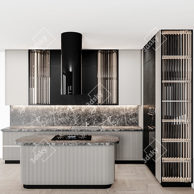 Italian Modern Compact Kitchen 3D model image 1