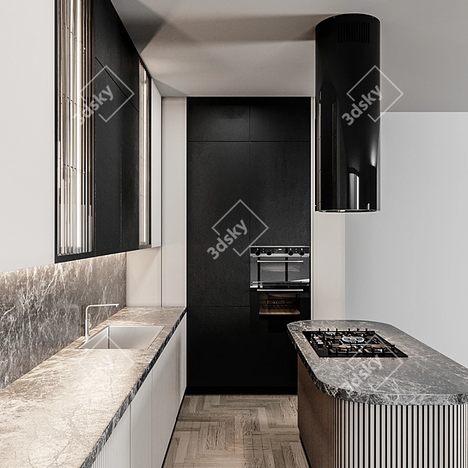 Italian Modern Compact Kitchen 3D model image 3