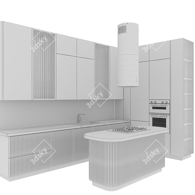 Italian Modern Compact Kitchen 3D model image 6