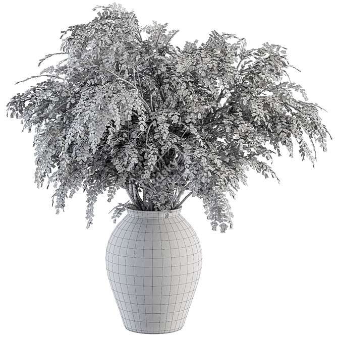 Fresh Greenery in Concrete Vase 3D model image 4