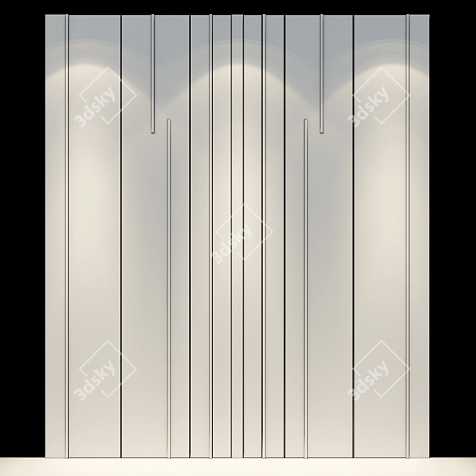 Elegant Wood & Metal Wall Panel 3D model image 2