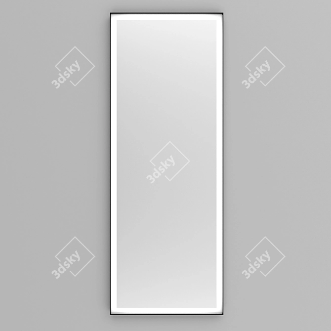 Illuminated Metal Frame Rectangular Mirror 3D model image 1