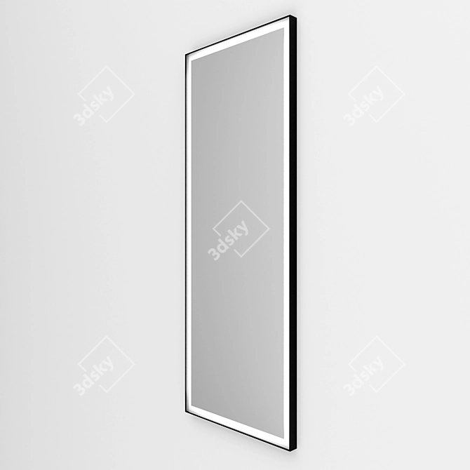 Illuminated Metal Frame Rectangular Mirror 3D model image 2