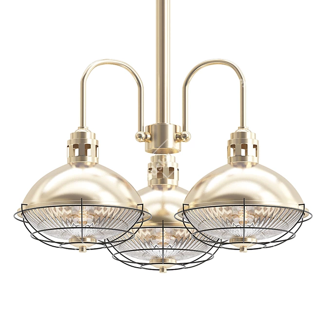 Marlow Rustic Brass Chandelier 3D model image 1