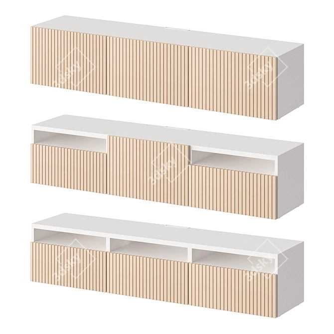 Modern White TV Stand with Björköviken Drawers 3D model image 1