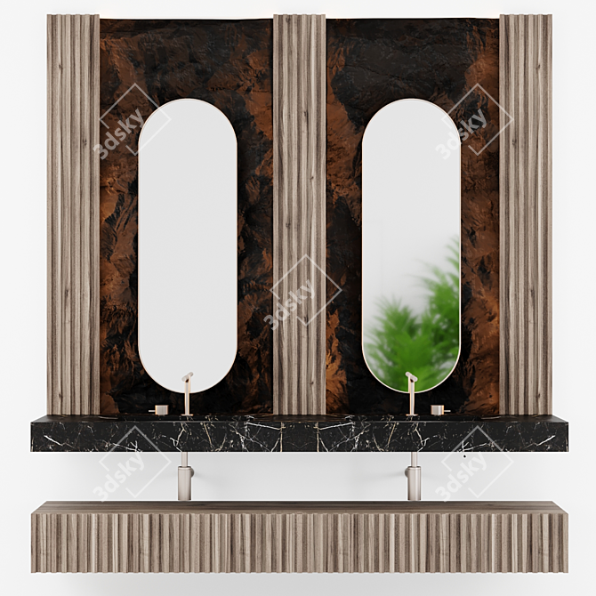 Stone Wall Bathroom Set 3D model image 1