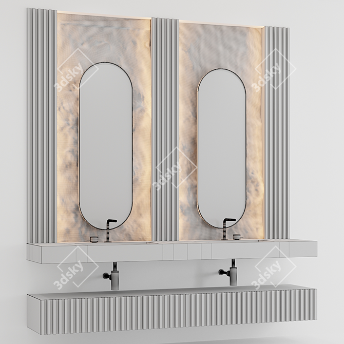 Stone Wall Bathroom Set 3D model image 3