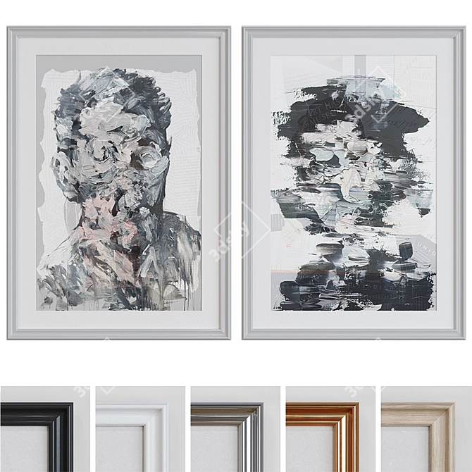 Modern Frame Set with Abstract Portraits 3D model image 1