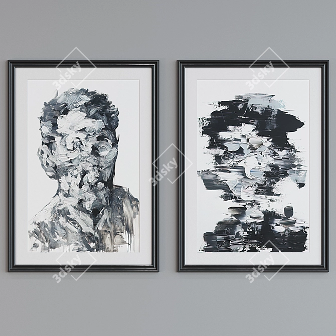 Modern Frame Set with Abstract Portraits 3D model image 2