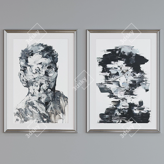 Modern Frame Set with Abstract Portraits 3D model image 3