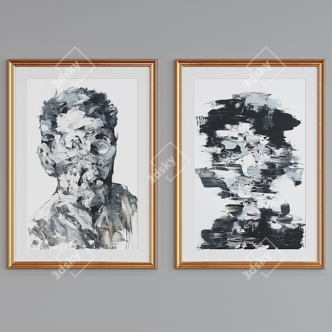 Modern Frame Set with Abstract Portraits 3D model image 4