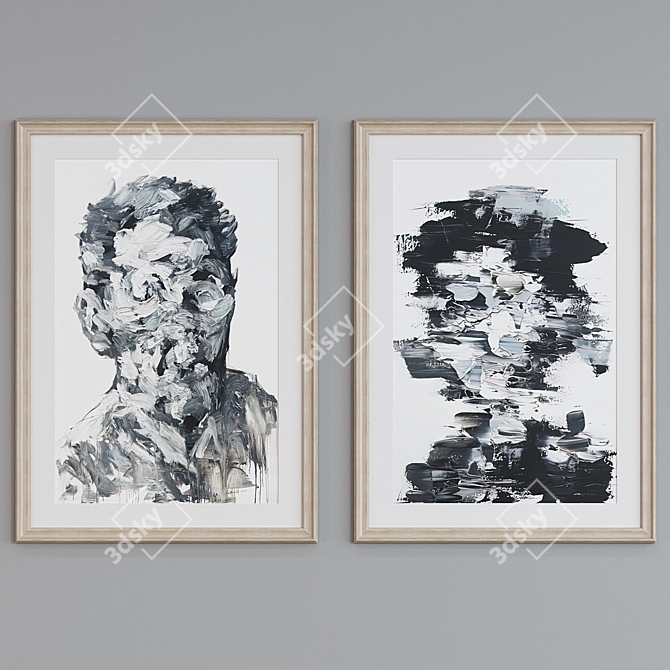 Modern Frame Set with Abstract Portraits 3D model image 5