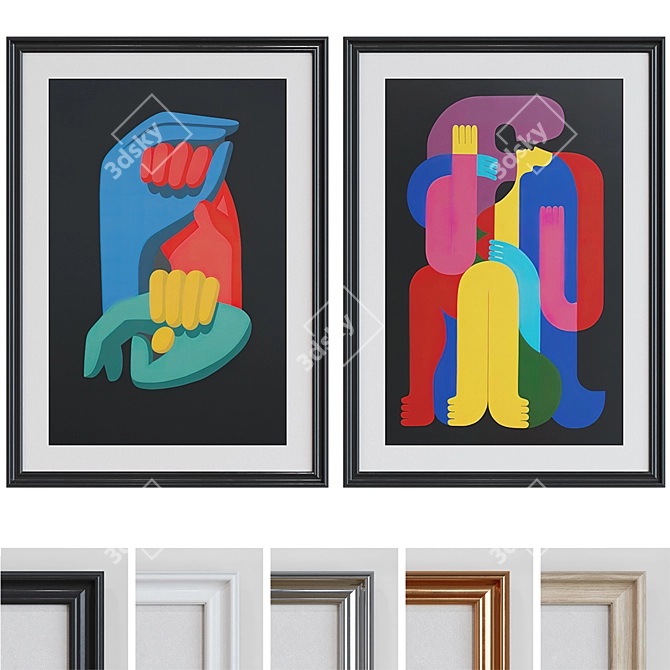 Modern Abstract Picture Frame Set 3D model image 1