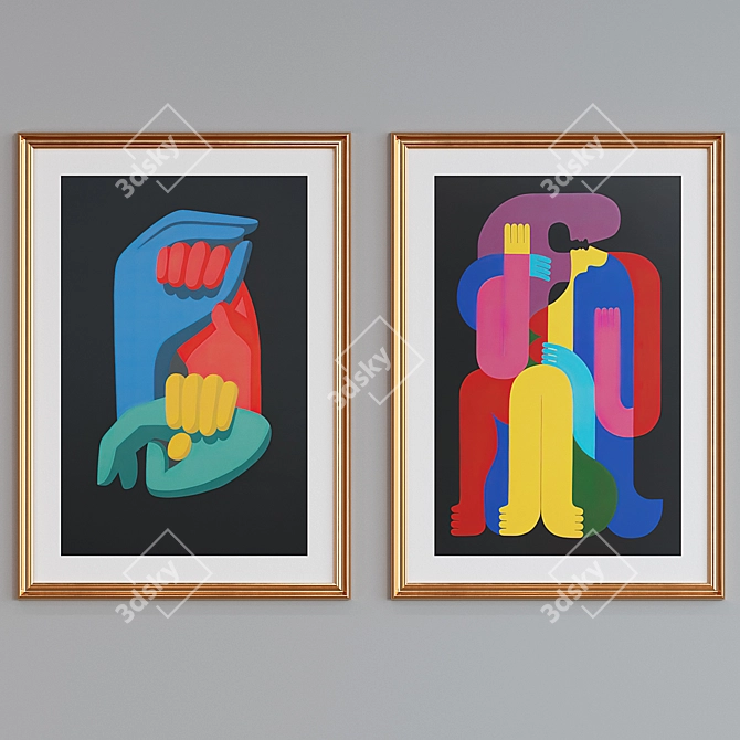 Modern Abstract Picture Frame Set 3D model image 3