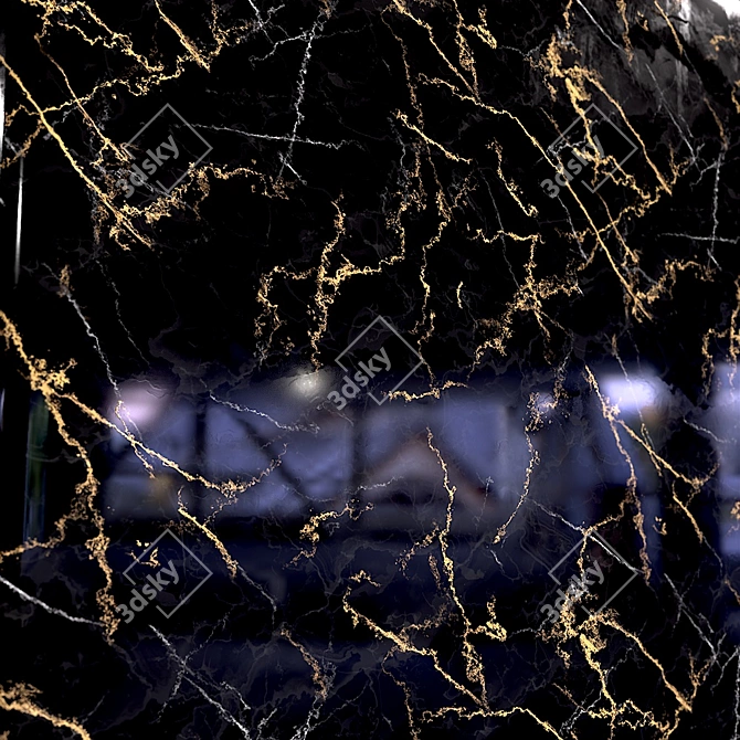 Elegant Marble-Black Gold Slabs 3D model image 2