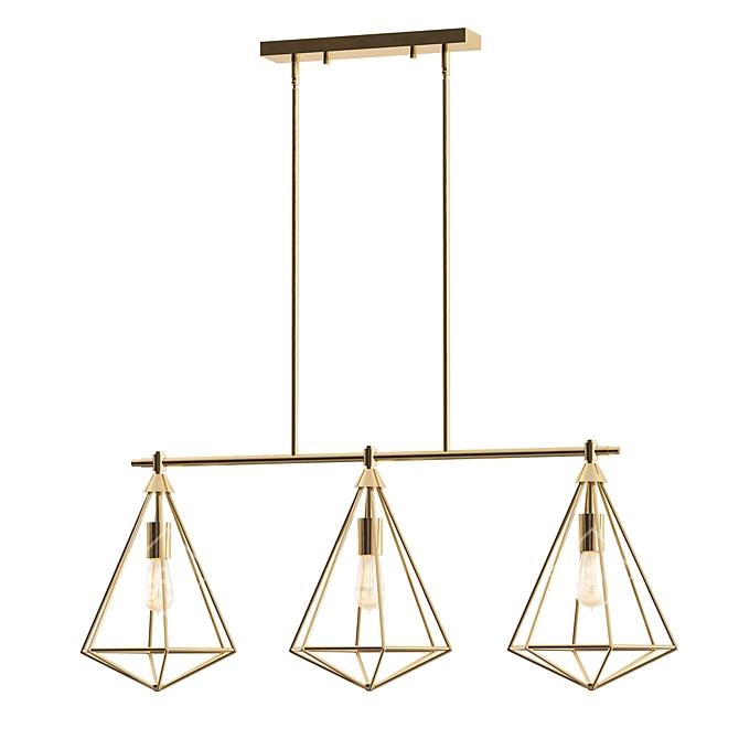 Satin Brass Prism Island Chandelier 3D model image 1